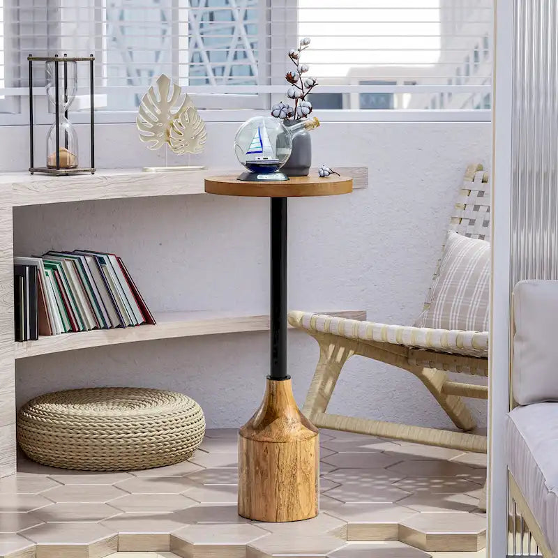 Table d'appoint sur pied de ferme, Table basse rustique en bois avec base