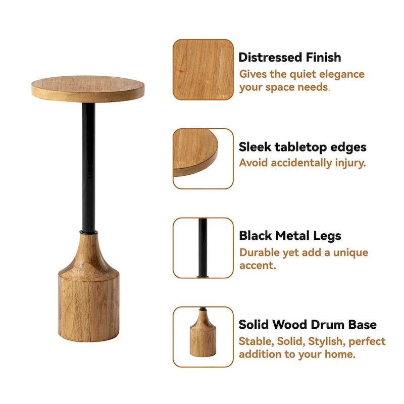 Table d'appoint sur pied de ferme, Table basse rustique en bois avec base