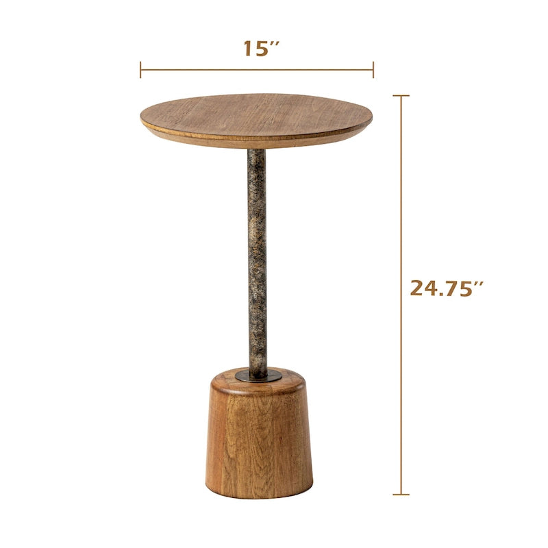 Table d'appoint sur pied de ferme, Table basse rustique en bois avec base