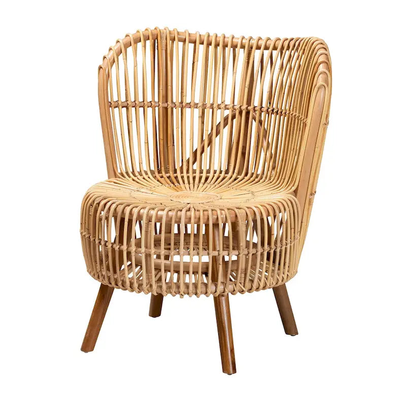 Fauteuil de salon en rotin naturel de style bohème moderne Nagoya - Petit ou grand
