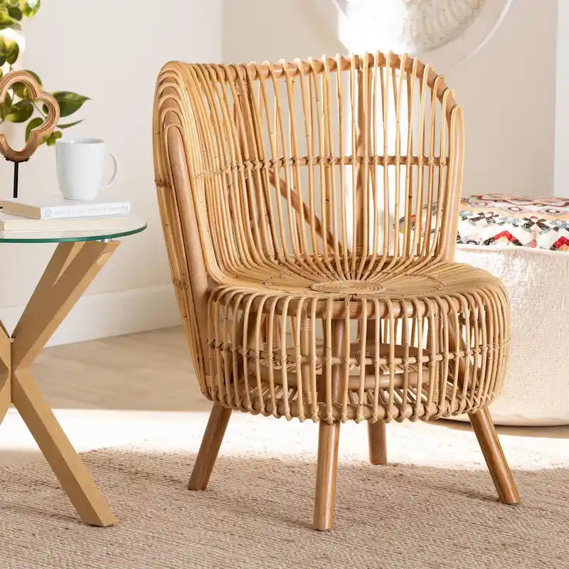 Fauteuil de salon en rotin naturel de style bohème moderne Nagoya - Petit ou grand