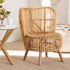 Fauteuil de salon en rotin naturel de style bohème moderne Nagoya - Petit ou grand
