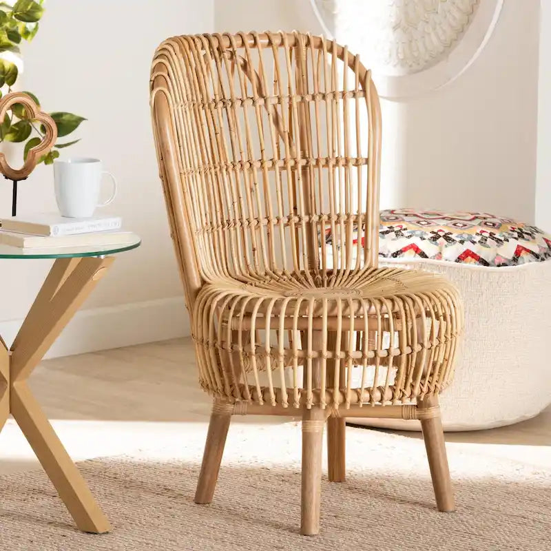 Fauteuil de salon en rotin naturel de style bohème moderne Nagoya - Petit ou grand