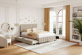 Merax Queen Size Velvet Upholstered Platform Bed with 2 Drawers and 1 Twin XL Trundle
