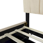 Lit plate-forme capitonné en velours Queen Size avec 2 tiroirs et 1 lit gigogne Twin XL