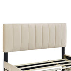 Lit plate-forme capitonné en velours Queen Size avec 2 tiroirs et 1 lit gigogne Twin XL