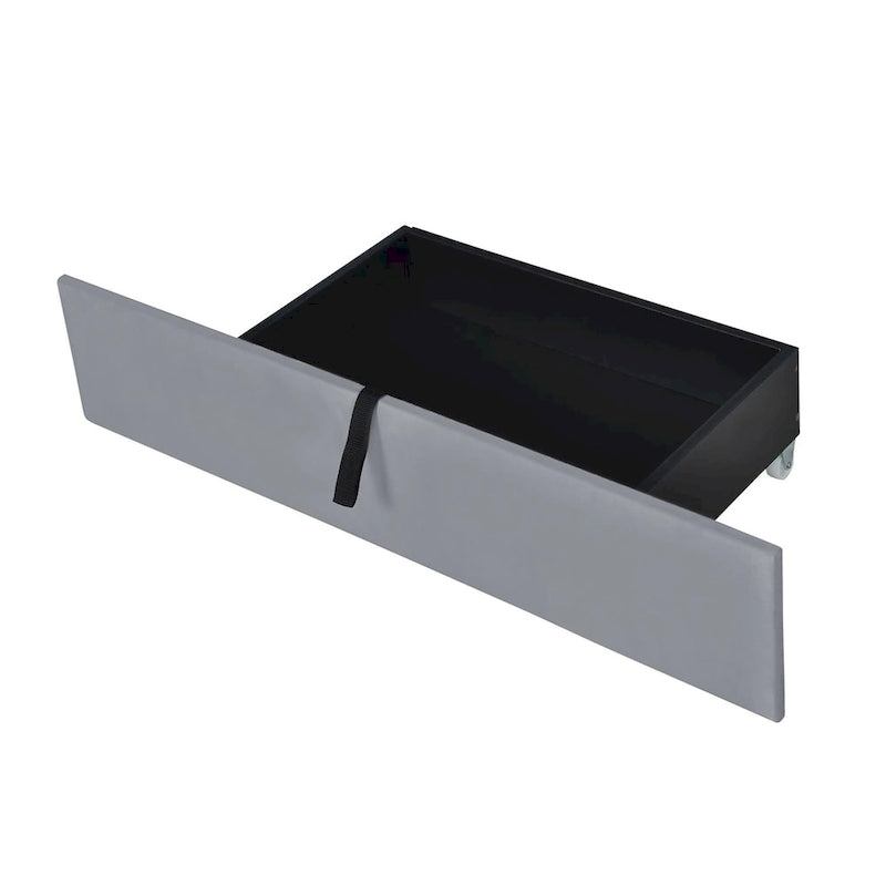 Lit plate-forme capitonné en velours Queen Size avec 2 tiroirs et 1 lit gigogne Twin XL