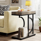Table d'appoint étroite blanche et dorée, table d'appoint en forme de C, table de chevet moderne, petite table d'appoint pour canapé de salon
