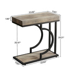 Table d'appoint étroite blanche et dorée, table d'appoint en forme de C, table de chevet moderne, petite table d'appoint pour canapé de salon