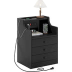 Table de chevet avec niche, 3 tiroirs de rangement et station de charge