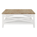 Table basse carrée Briggston marron et blanc