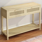 Console en rotin de 99,06 cm avec 2 tiroirs pour entrée