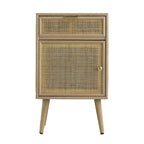 Meuble d'appoint de 71 cm, 1 tiroir, pin, design en rotin tressé - 71 H x 34,3 L x 41,9 P cm