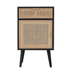 Meuble d'appoint de 71 cm, 1 tiroir, pin, design en rotin tressé - 71 H x 34,3 L x 41,9 P cm