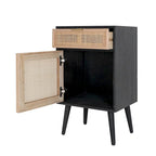 Meuble d'appoint de 71 cm, 1 tiroir, pin, design en rotin tressé - 71 H x 34,3 L x 41,9 P cm