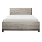 Lit Queen Deena, accents en métal peint, cadre en bois gris clair