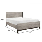 Lit Queen Deena, accents en métal peint, cadre en bois gris clair