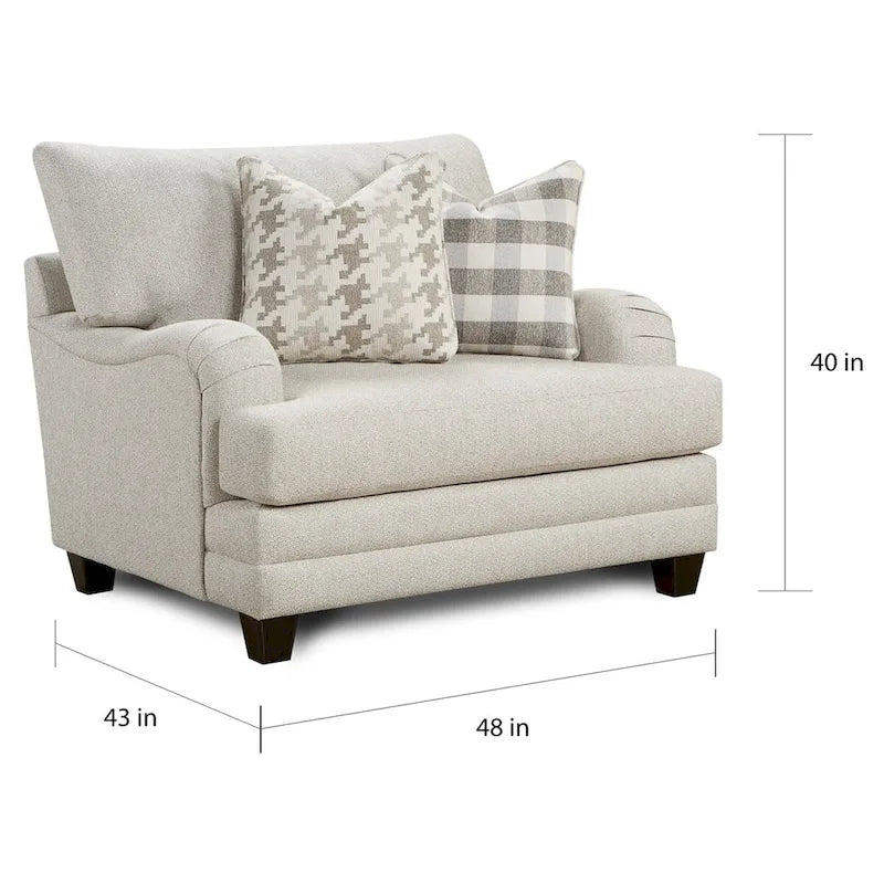 Fauteuil et demi basique en laine blanc cassé