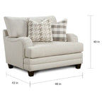 Fauteuil et demi basique en laine blanc cassé