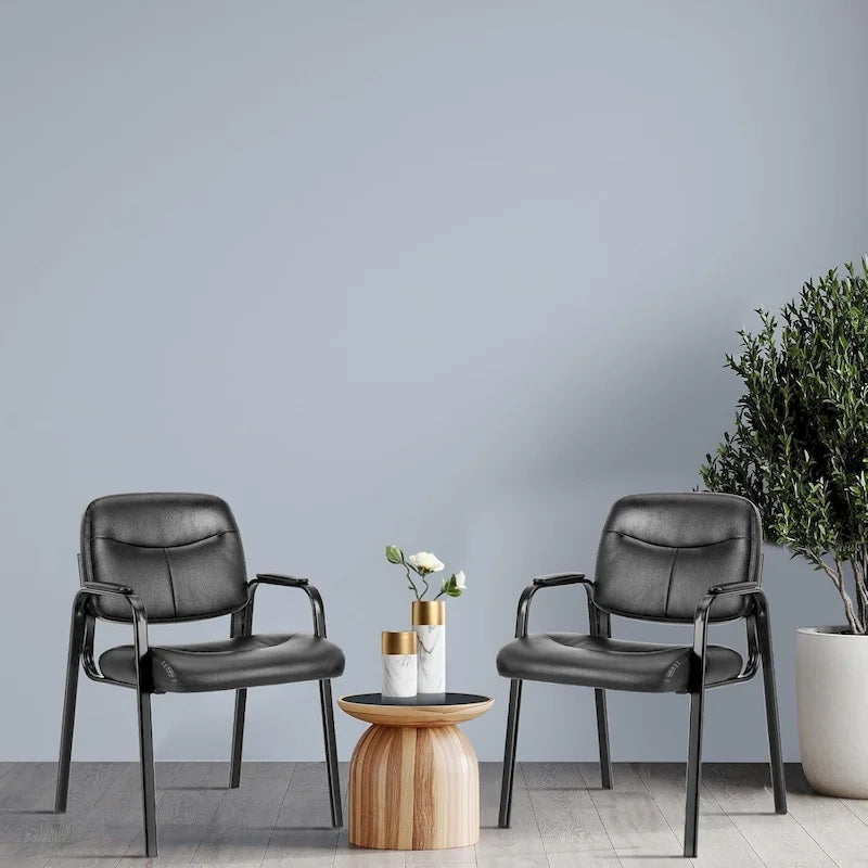 Chaises de réception, fauteuil de bureau en cuir pour invités, chaise latérale pour la maison, la salle de conférence, le hall, la réunion, l'église, la clinique médicale, les personnes âgées