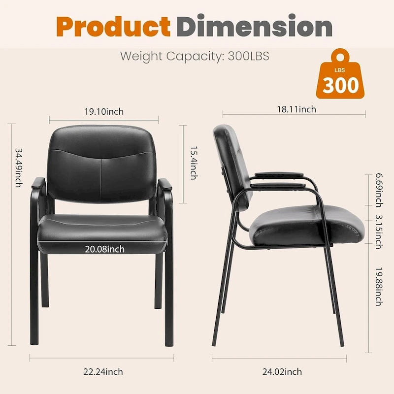 Chaises de réception, fauteuil de bureau en cuir pour invités, chaise latérale pour la maison, la salle de conférence, le hall, la réunion, l'église, la clinique médicale, les personnes âgées