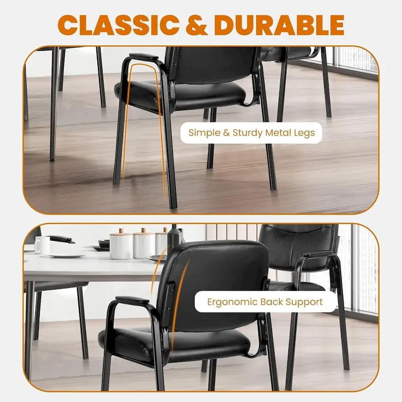 Chaises de réception, fauteuil de bureau en cuir pour invités, chaise latérale pour la maison, la salle de conférence, le hall, la réunion, l'église, la clinique médicale, les personnes âgées