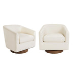 Fauteuil d'appoint rembourré moderne en tissu avec base pivotante à 360° (lot de 2), structure en bois