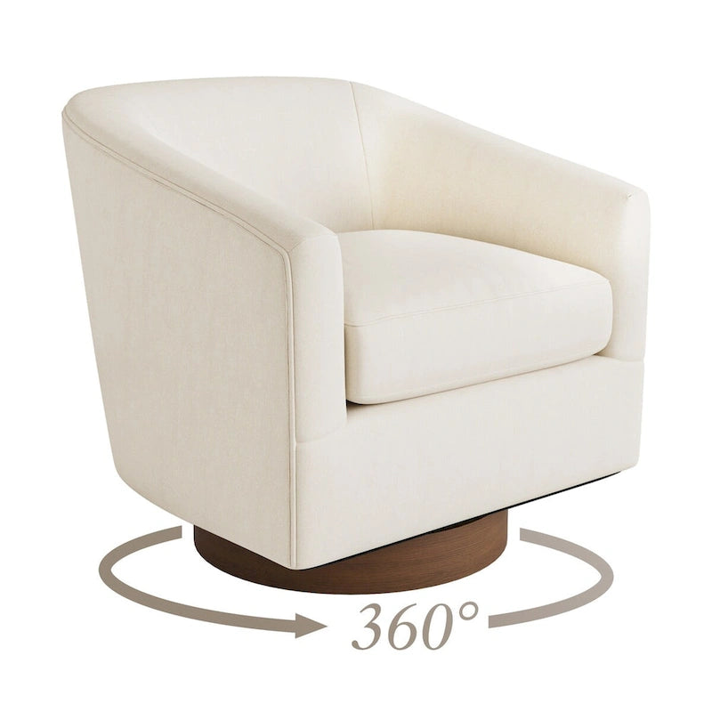 Fauteuil d'appoint rembourré moderne en tissu avec base pivotante à 360° (lot de 2), structure en bois