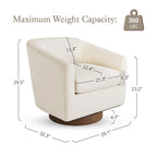 Fauteuil d'appoint rembourré moderne en tissu avec base pivotante à 360° (lot de 2), structure en bois