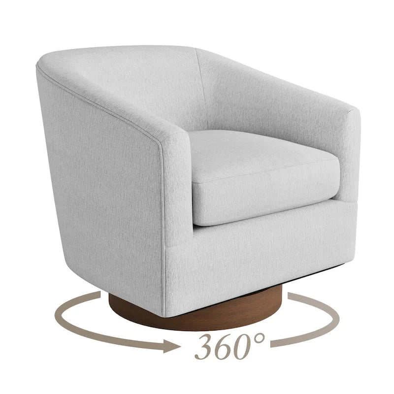 Fauteuil d'appoint rembourré moderne en tissu avec base pivotante à 360° (lot de 2), structure en bois