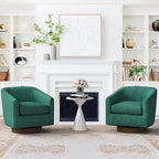 Fauteuil d'appoint rembourré moderne en tissu avec base pivotante à 360° (lot de 2), structure en bois