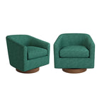 Fauteuil d'appoint rembourré moderne en tissu avec base pivotante à 360° (lot de 2), structure en bois
