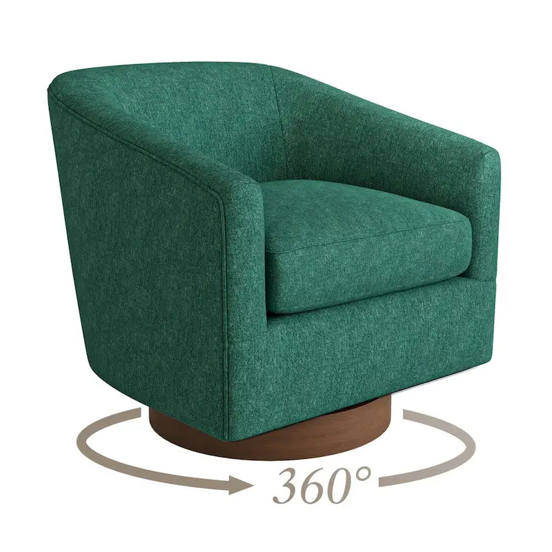Fauteuil d'appoint rembourré moderne en tissu avec base pivotante à 360° (lot de 2), structure en bois