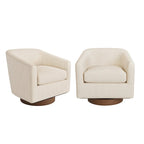 Fauteuil d'appoint rembourré moderne en tissu avec base pivotante à 360° (lot de 2), structure en bois