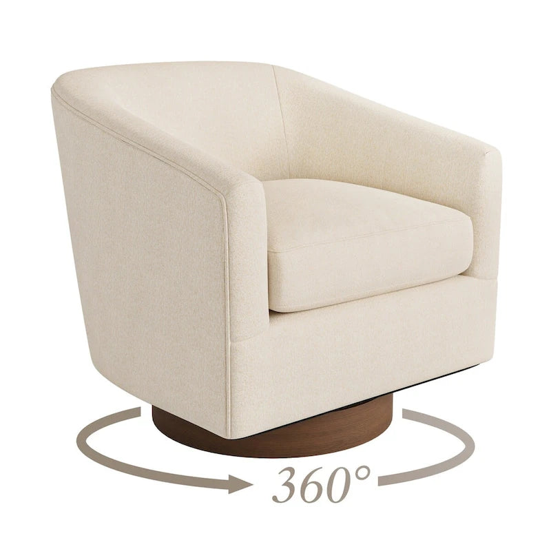 Fauteuil d'appoint rembourré moderne en tissu avec base pivotante à 360° (lot de 2), structure en bois