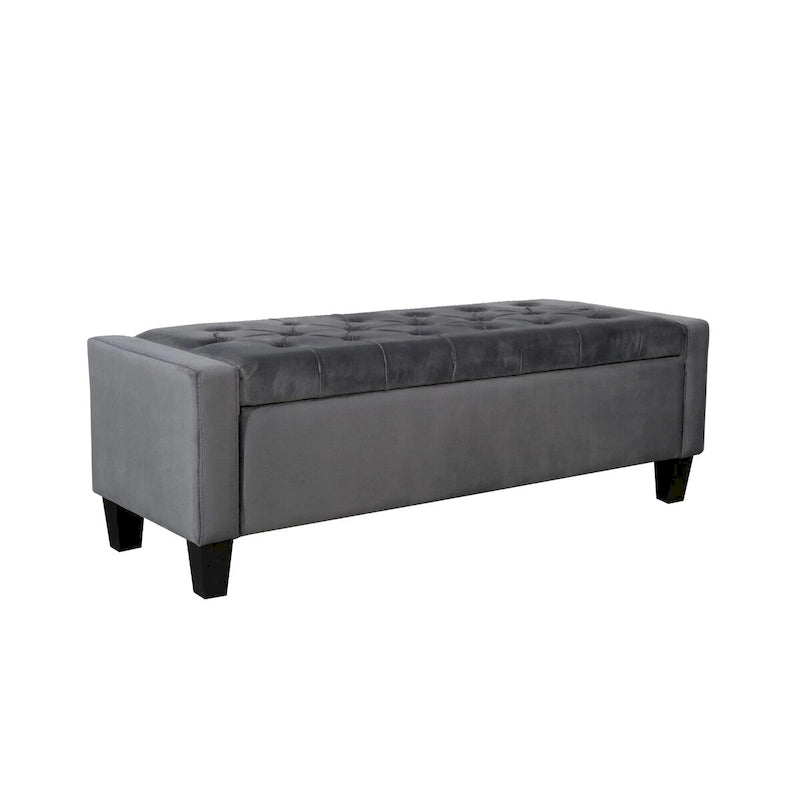 Banc de rangement capitonné en velours Warren