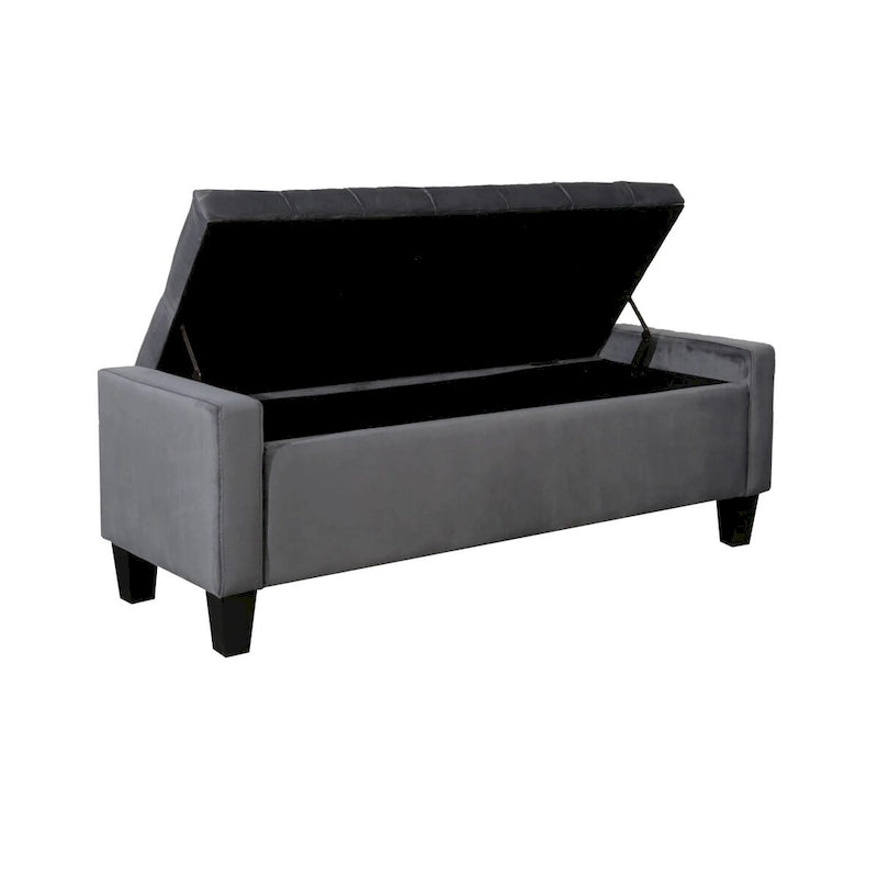 Banc de rangement capitonné en velours Warren