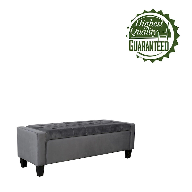 Banc de rangement capitonné en velours Warren