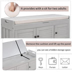 Banc de rangement avec 3 portes Banc à chaussures avec coussin amovible