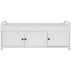 Banc de rangement avec 3 portes Banc à chaussures avec coussin amovible