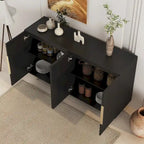 Meuble Buffet avec Rangement, Grand Buffet Cannelé avec Étagères Réglables, Commodes, Console Meuble d'Appoint