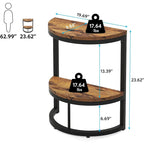 Table d'appoint demi-ronde à 2 niveaux avec rangement pour canapé, salon