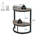 Table d'appoint demi-ronde à 2 niveaux avec rangement pour canapé, salon