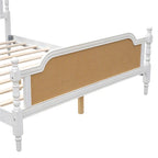 Cadre de lit Queen Size en rotin de style traditionnel, aucun sommier tapissier requis