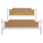 Cadre de lit Queen Size en rotin de style traditionnel, aucun sommier tapissier requis