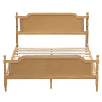 Cadre de lit Queen Size en rotin de style traditionnel, aucun sommier tapissier requis